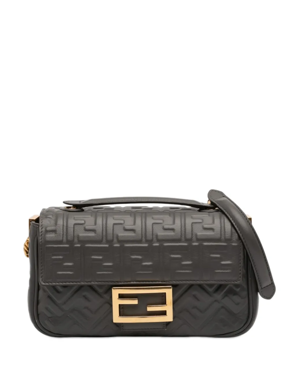 Fendi Pre-Owned 2010-2026 Small FF Nappa Embossed Chain Midi Baguette shoulder bag - Grigio