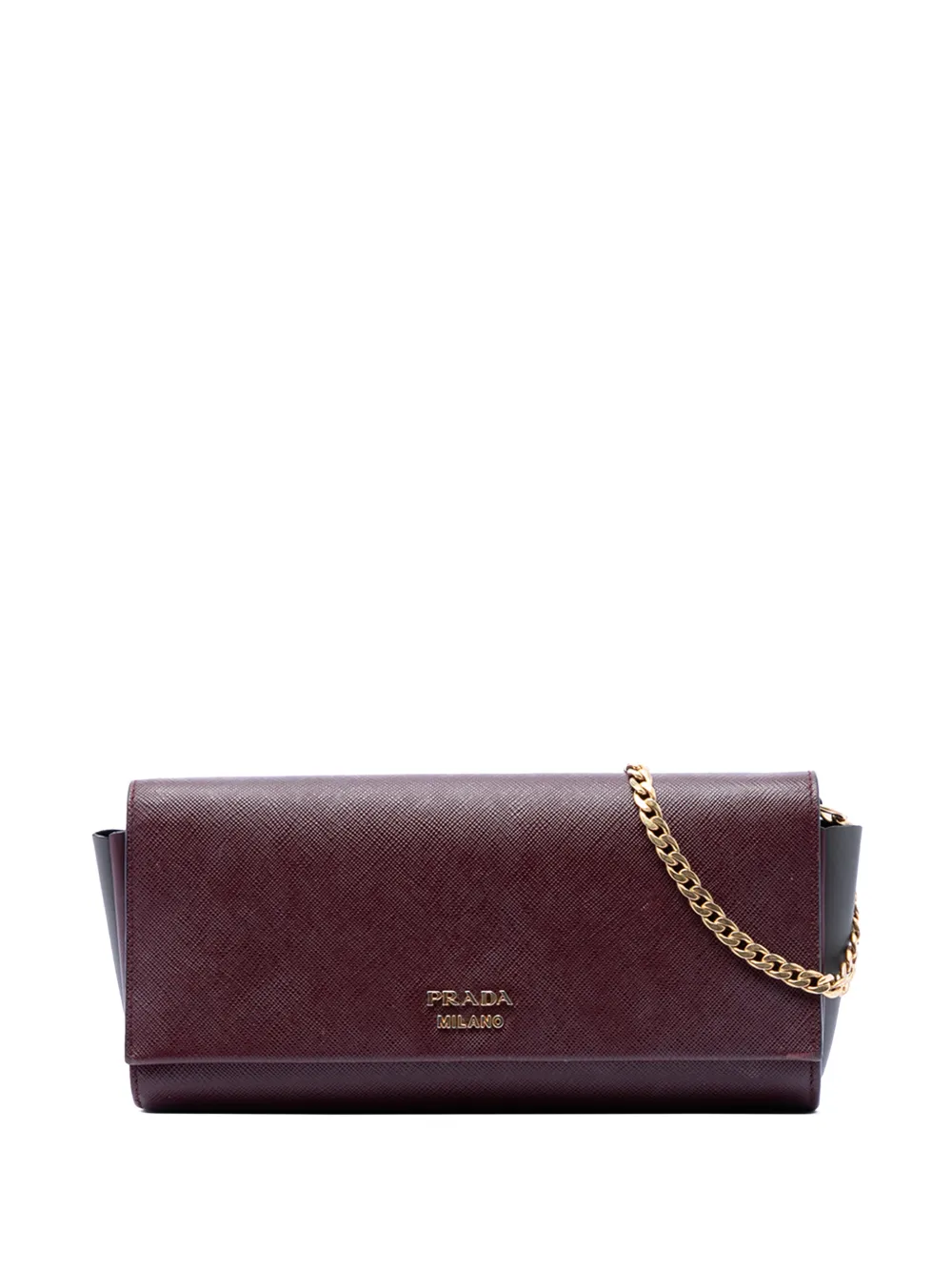 Prada Pre-Owned 2010-2026 Saffiano and City Calf Bibliotheque Clutch with Chain crossbody bag - Rosso