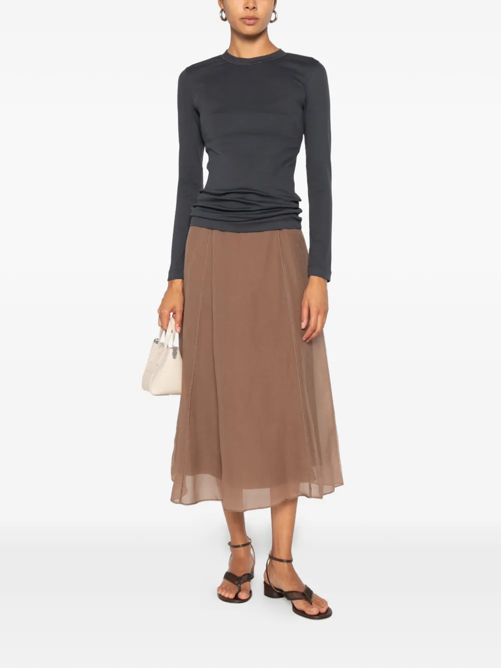 Brunello Cucinelli T-shirt met lange mouwen en monili afwerking Blauw