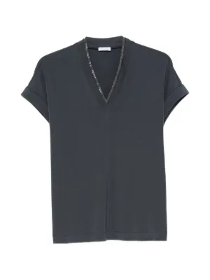 Brunello Cucinelli Monili-trim T-shirt | Blue | FARFETCH