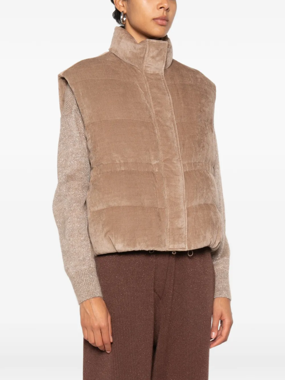 Brunello Cucinelli Ribfluwelen bodywarmer Beige