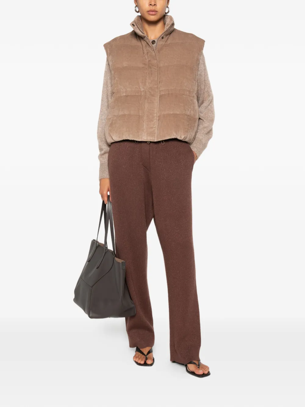 Brunello Cucinelli Ribfluwelen bodywarmer Beige