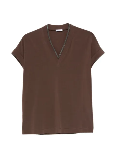 Brunello Cucinelli Monili-trim V-neck T-shirt