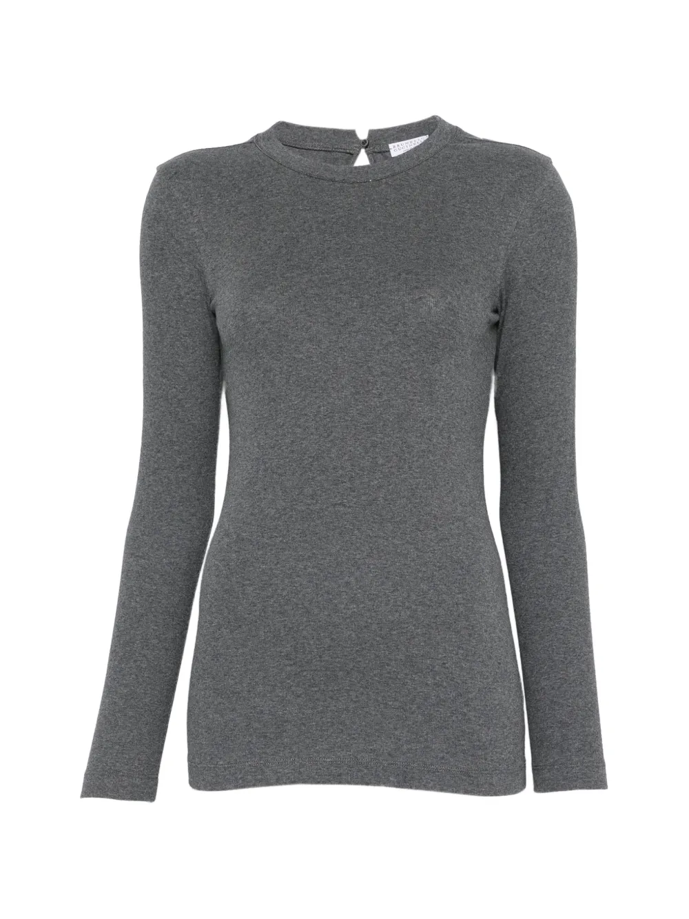 Brunello Cucinelli Monili-trim long-sleeve T-shirt - Grau