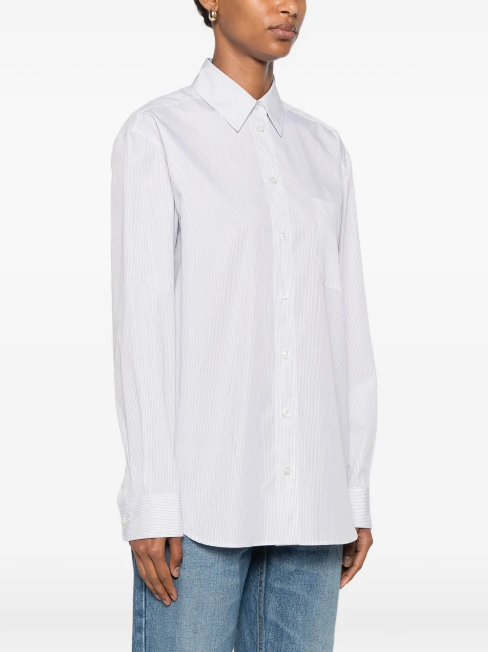 The Row Gavina gestreept blouse met opgestikte zak Wit