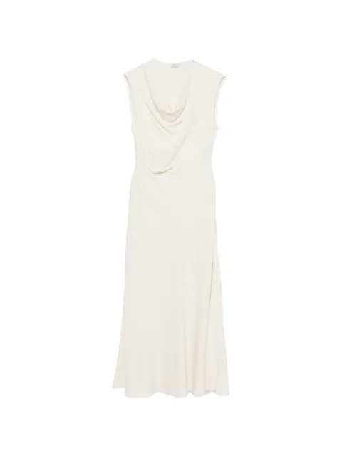 Brunello Cucinelli vestido largo con cuello drapeado