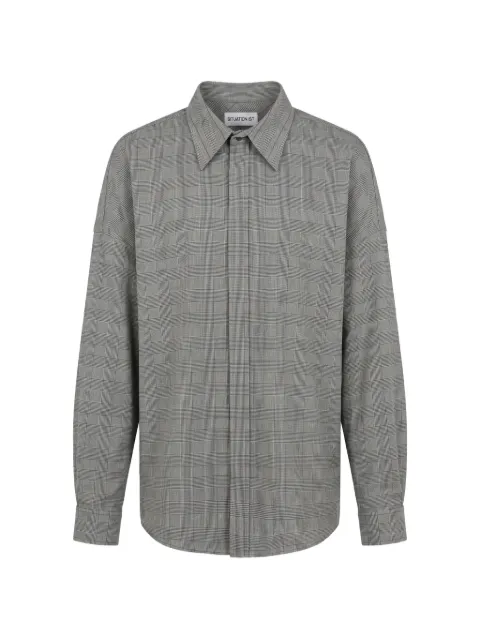 Situationist tartan-check wool shirt