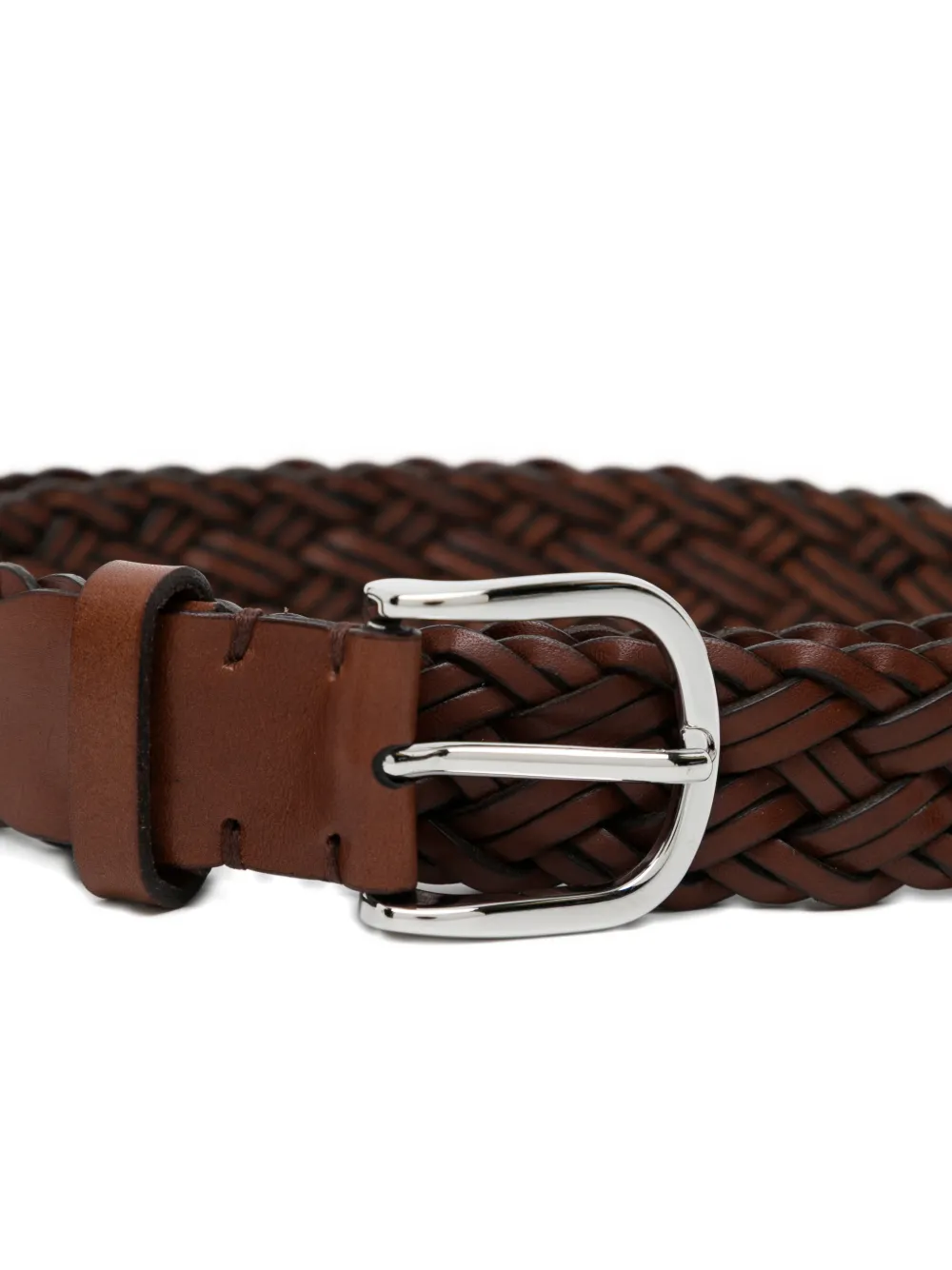 Brioni Geweven leren riem Bruin