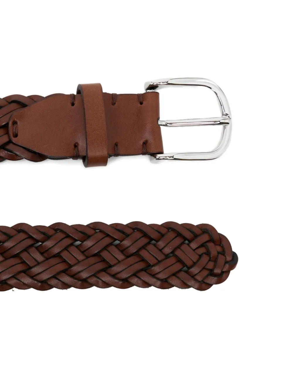 Brioni Geweven leren riem Bruin