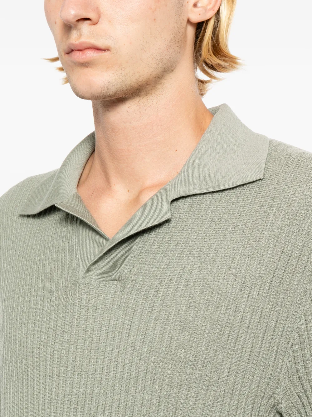 Brioni Ribgebreid poloshirt Groen