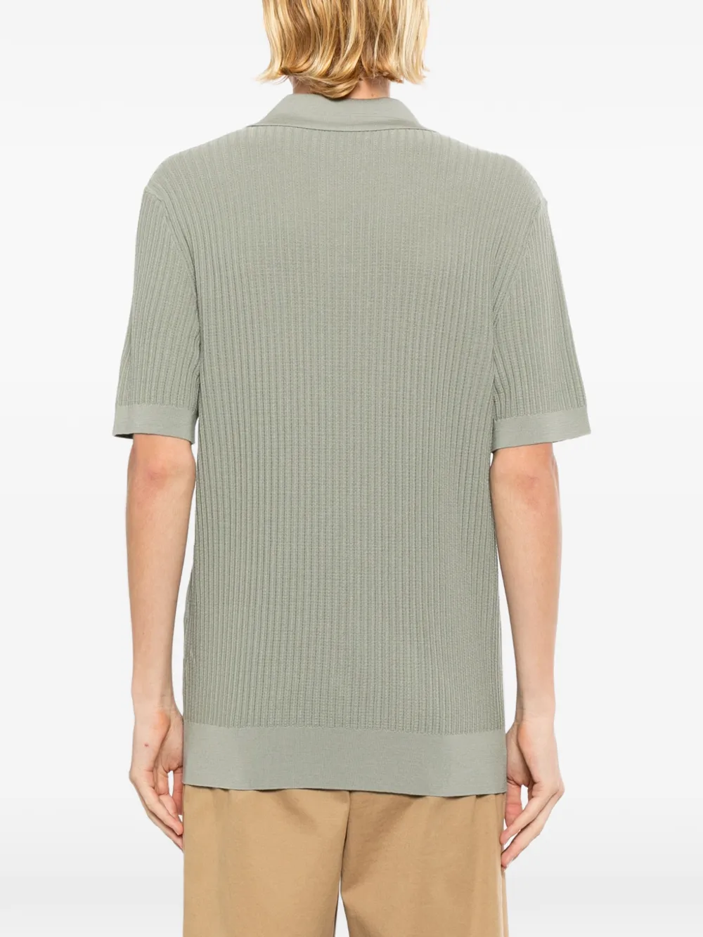 Brioni Ribgebreid poloshirt Groen