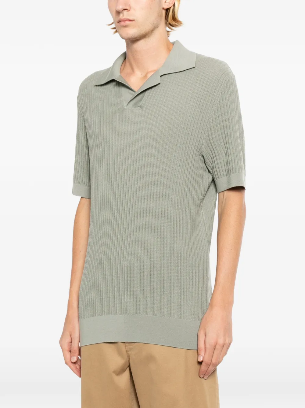 Brioni Ribgebreid poloshirt Groen