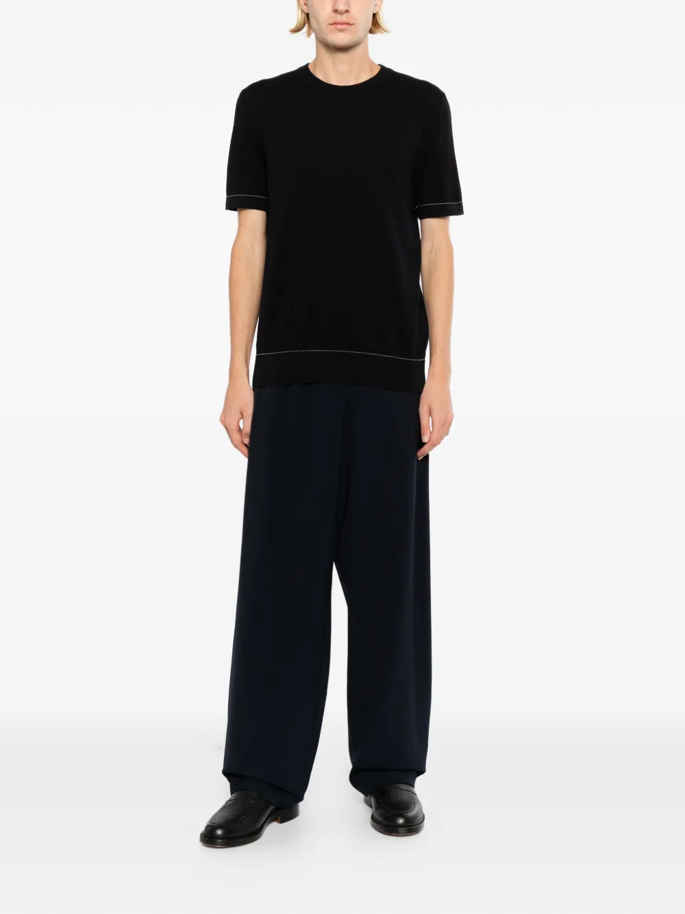 Brioni Sea Island piqué katoenen T-shirt Blauw