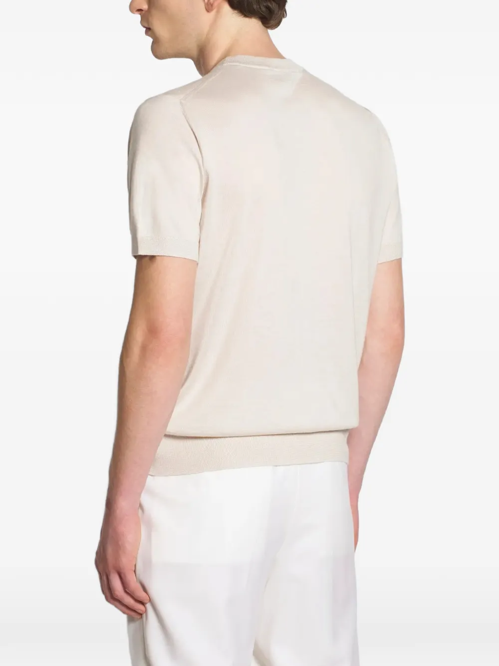 Brioni T-shirt met geribbelde afwerking Beige