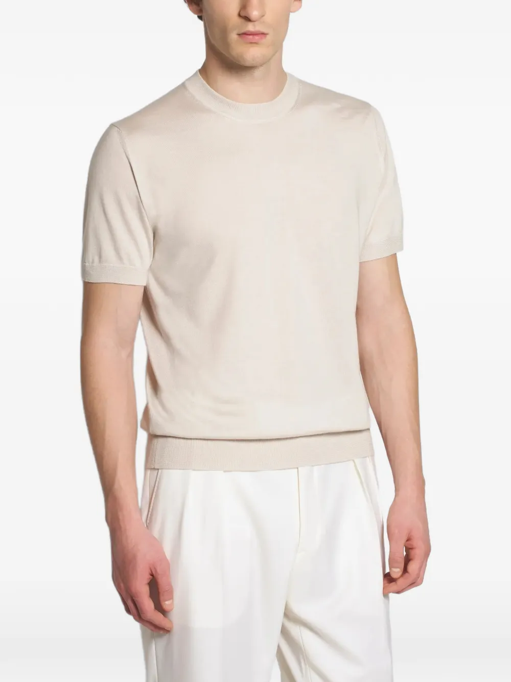 Brioni T-shirt met geribbelde afwerking Beige