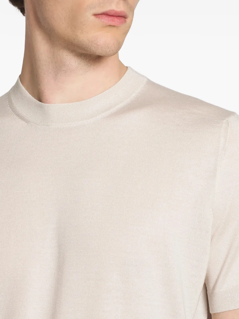 Brioni T-shirt met geribbelde afwerking Beige