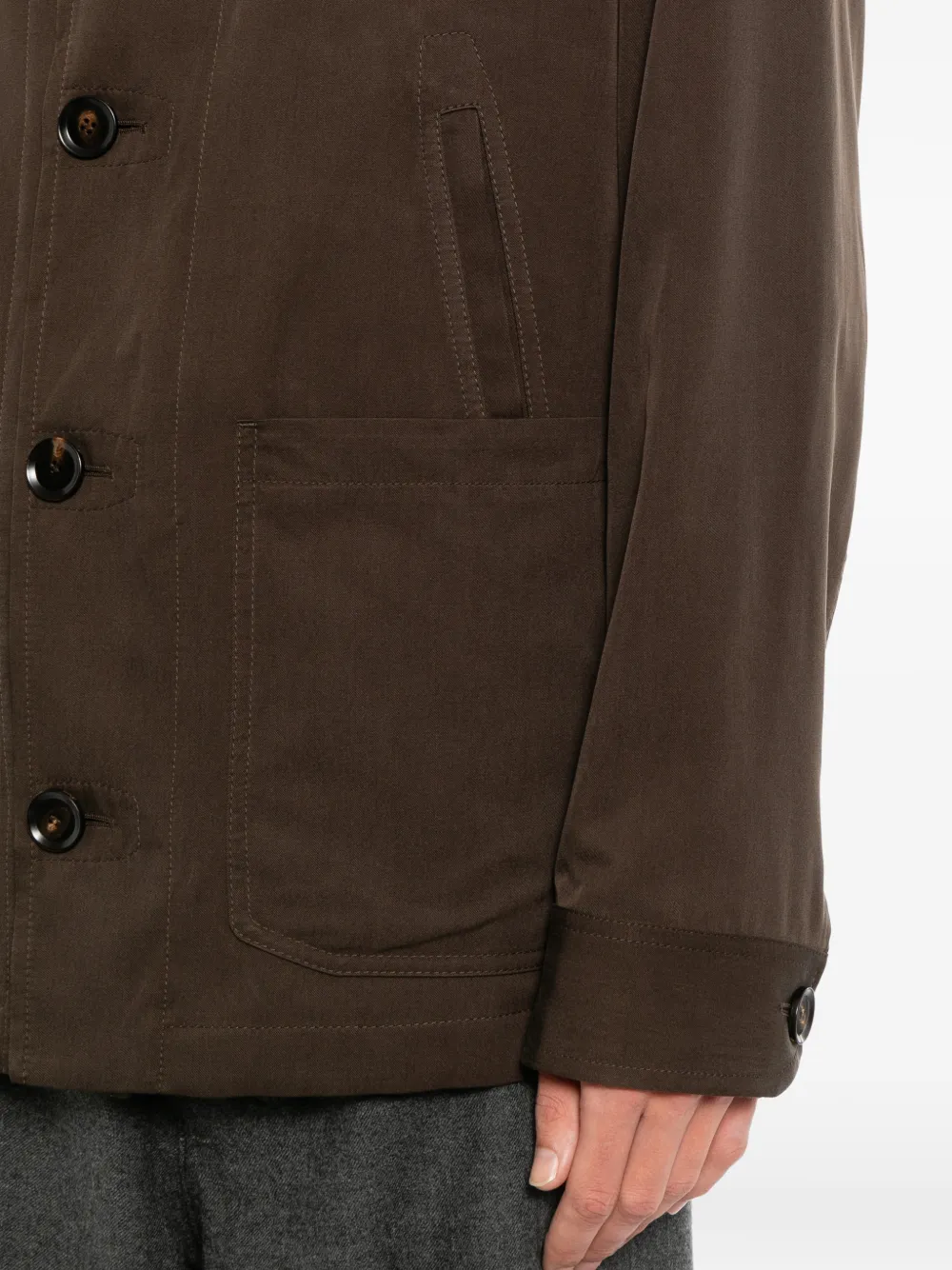 Brioni Zijden jack met manchetten met knopen Bruin