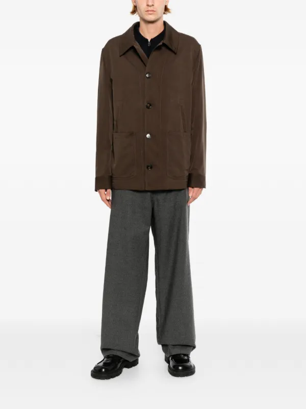 Brioni Silk buttoned-cuff Jacket | Brown | FARFETCH
