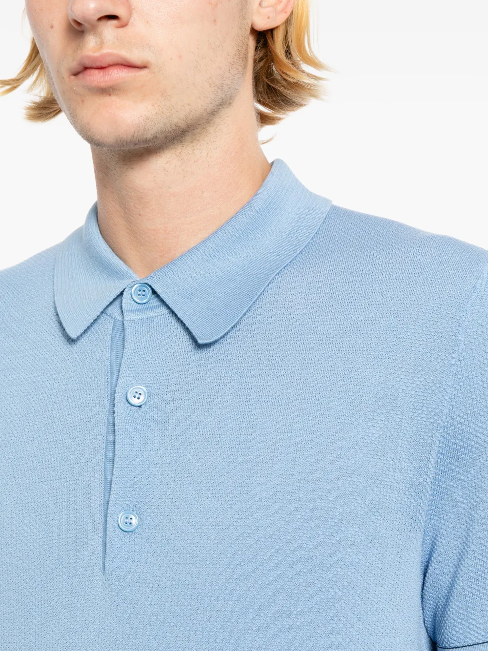 Brioni Sea Island piqué katoenen poloshirt Blauw