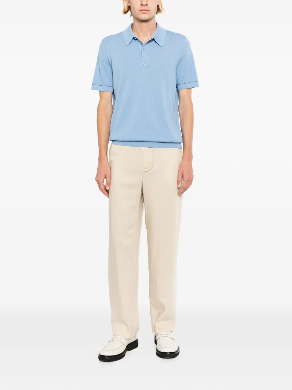 Brioni Sea Island piqué katoenen poloshirt Blauw