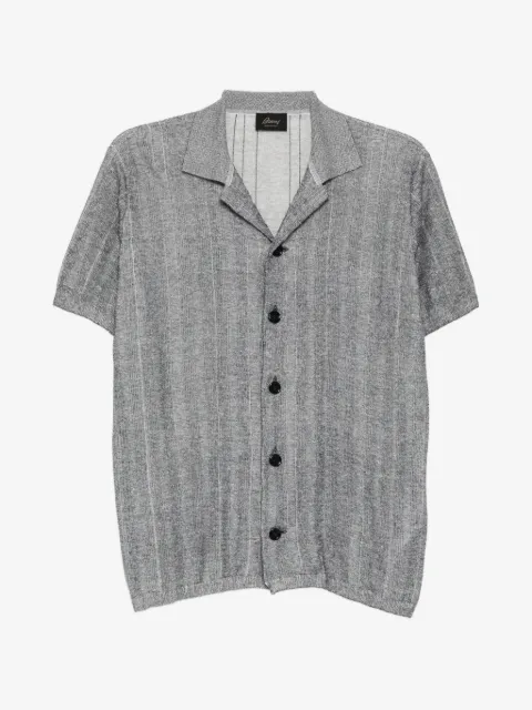 Brioni ribbed-knit contrast-trim polo shirt
