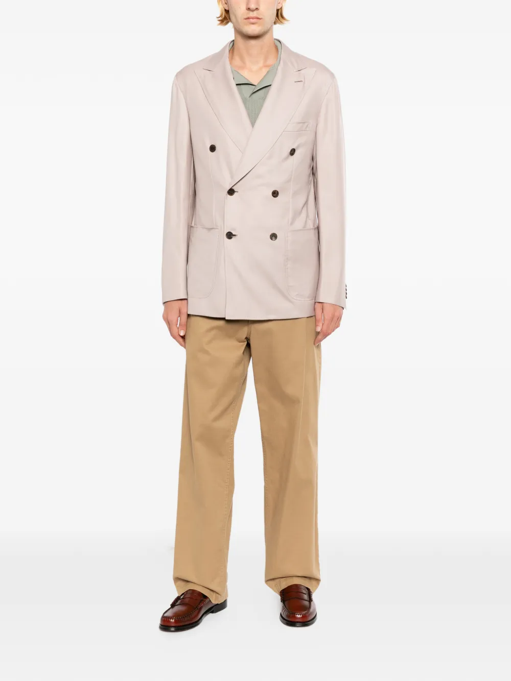 Brioni Jack met puntige revers en dubbele rij knopen Roze