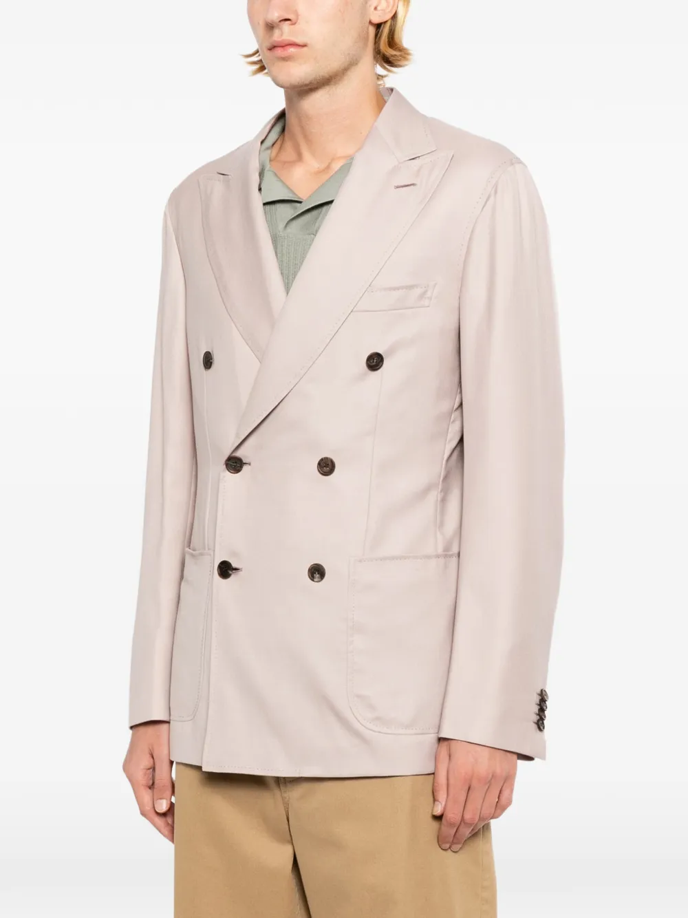 Brioni Jack met puntige revers en dubbele rij knopen Roze