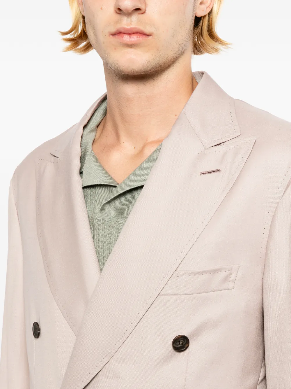 Brioni Jack met puntige revers en dubbele rij knopen Roze