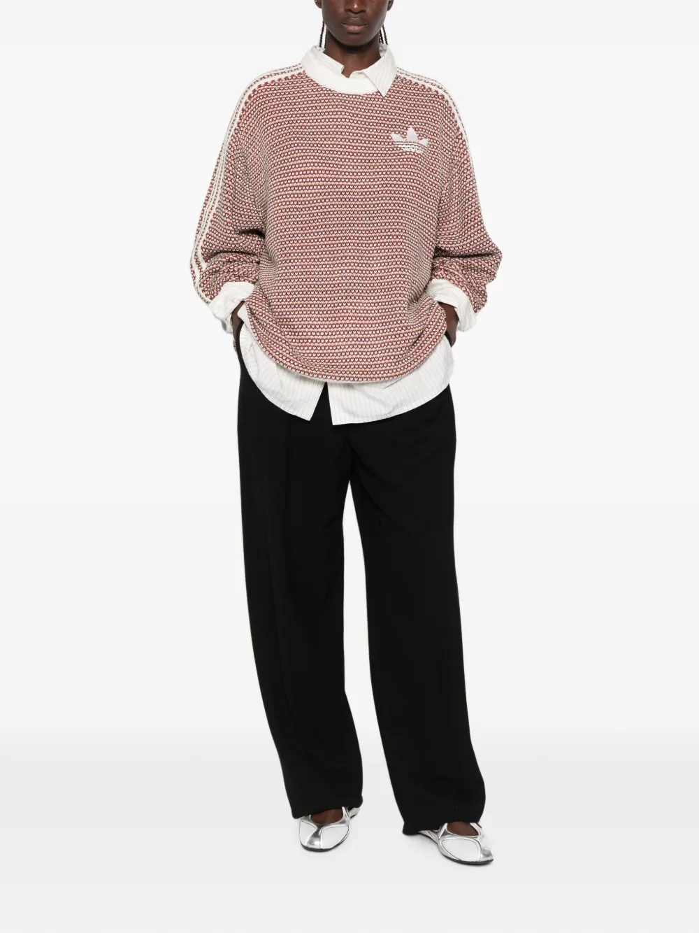 adidas Trefoil logo-embroidered sweater Rood