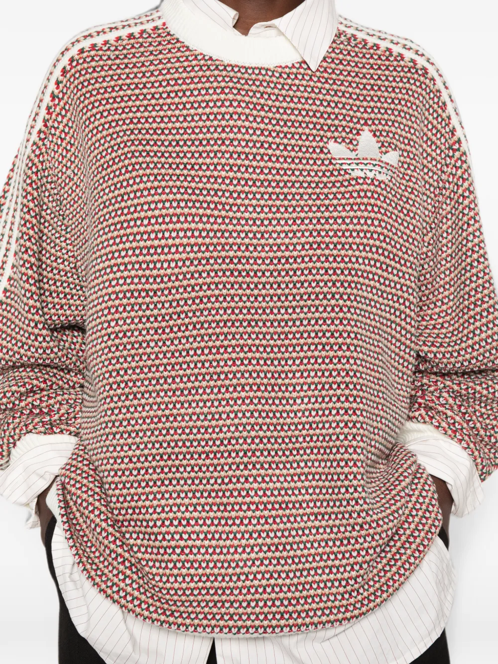 adidas Trefoil logo-embroidered sweater Rood
