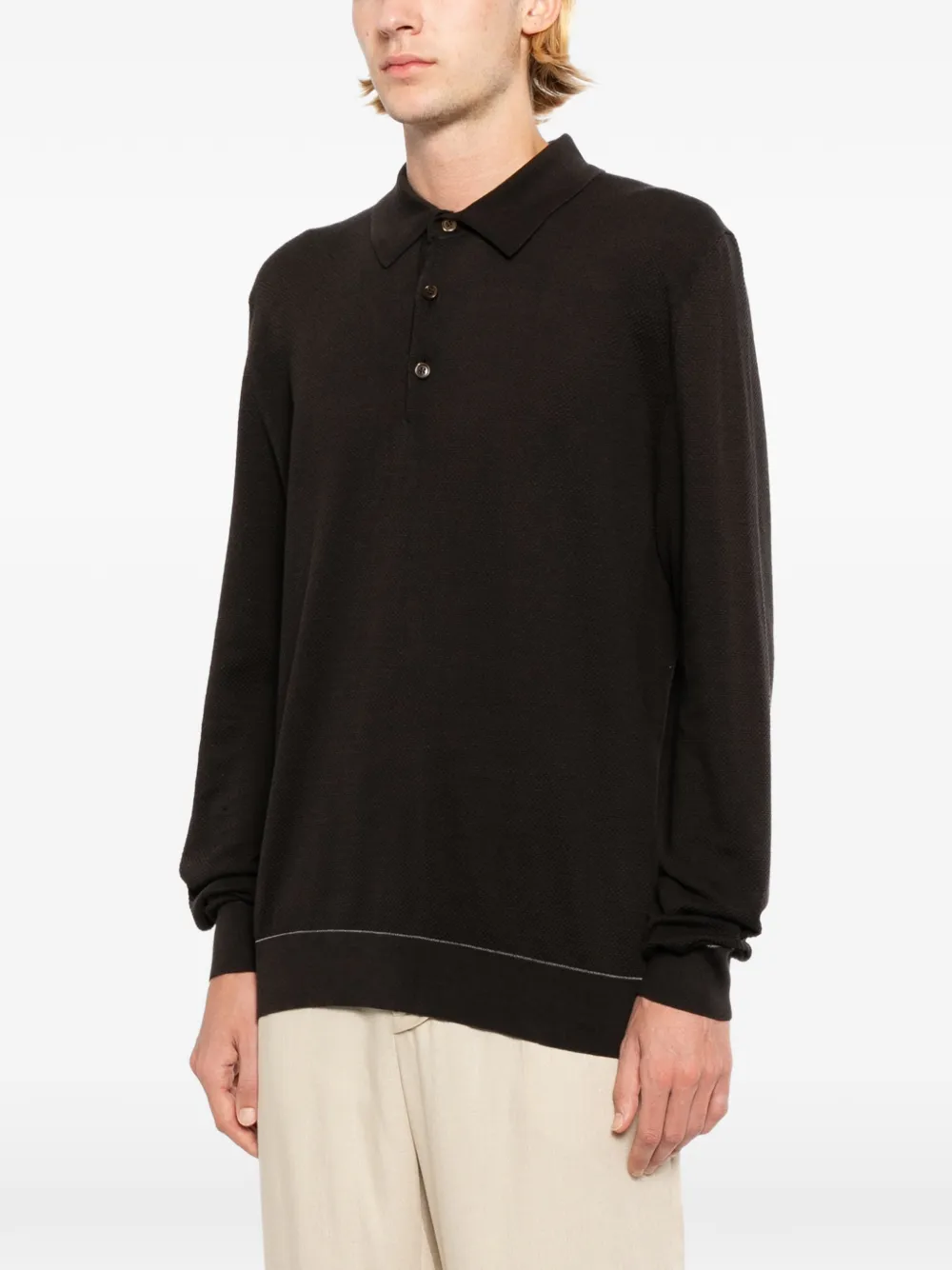 Brioni Sea Island piqué katoenen poloshirt Bruin