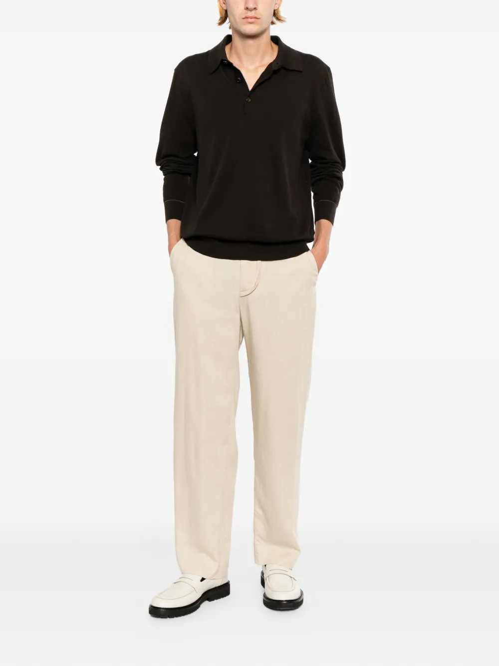Brioni Sea Island piqué katoenen poloshirt Bruin