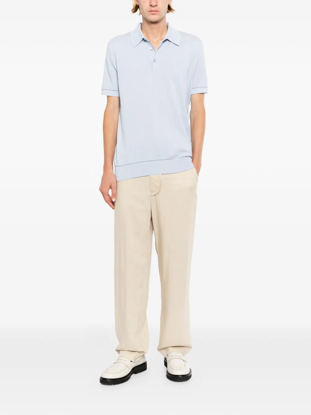 Brioni Sea Island piqué katoenen poloshirt Blauw
