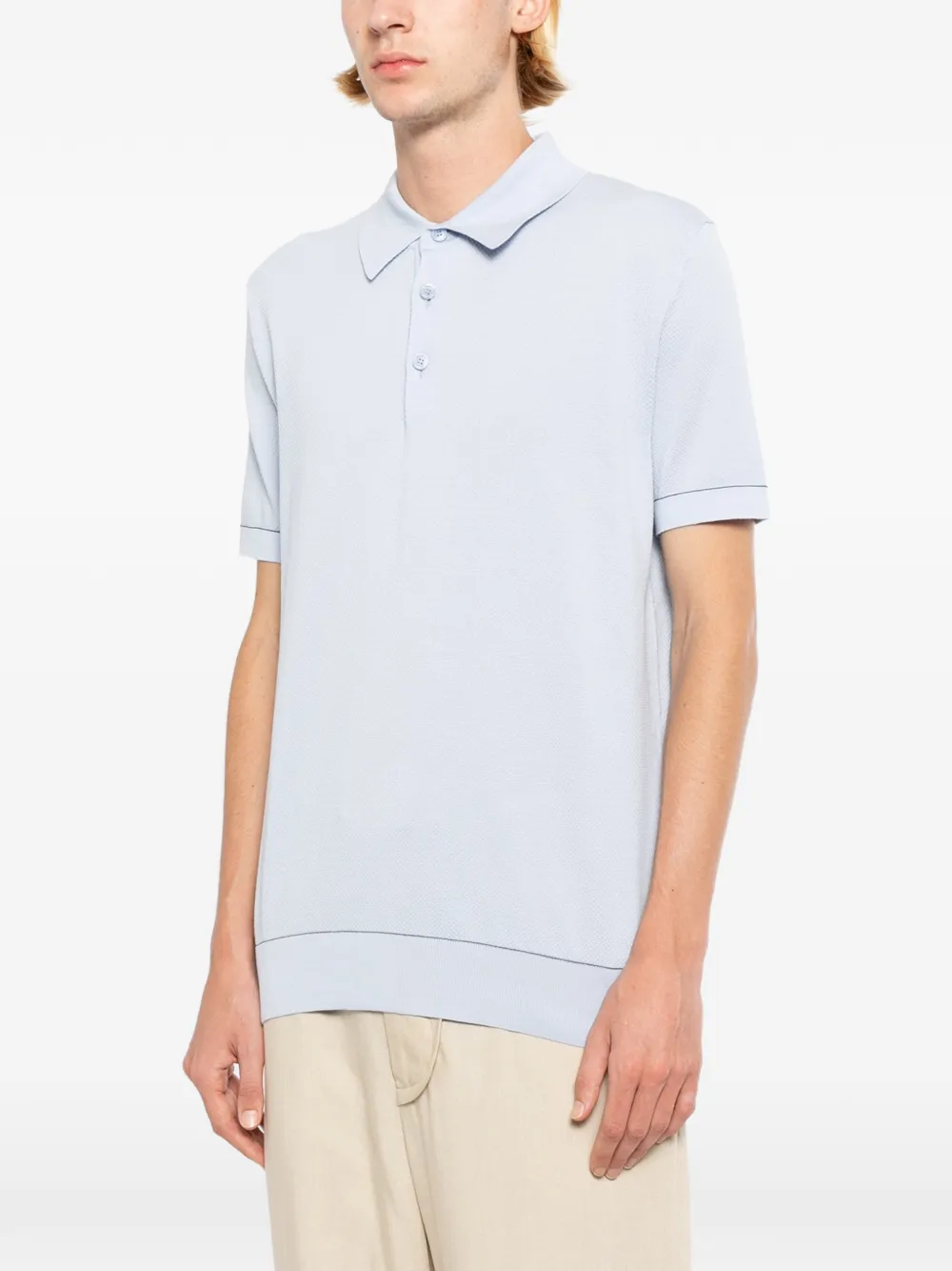 Brioni Sea Island piqué katoenen poloshirt Blauw