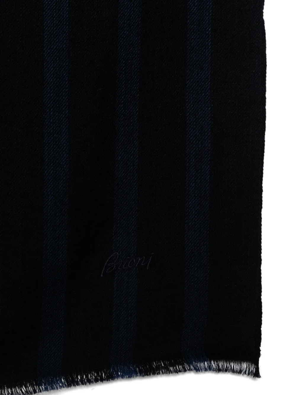 Brioni Sjaal met franje en verticale streep Blauw