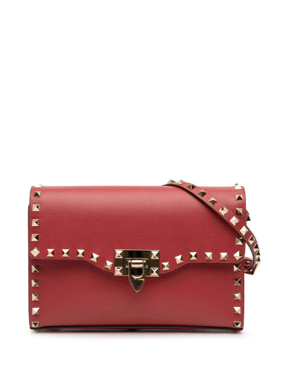 Valentino Garavani Pre-Owned 2010-2025 Small Leather Rockstud Flap crossbody bag - Rosso