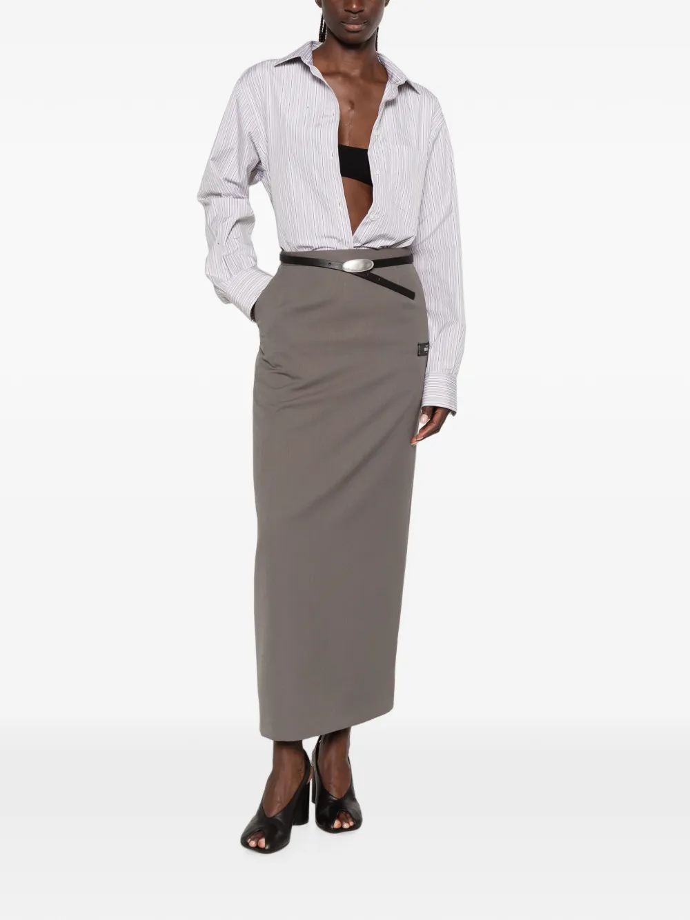 Maison MIHARA YASUHIRO Maxi-rok met logopatch Grijs