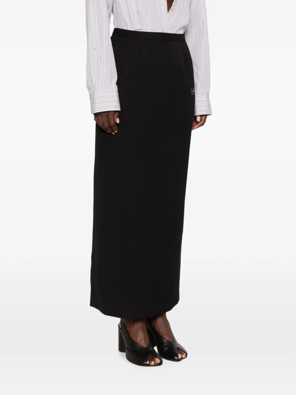 Maison MIHARA YASUHIRO Maxi-rok met logopatch Zwart