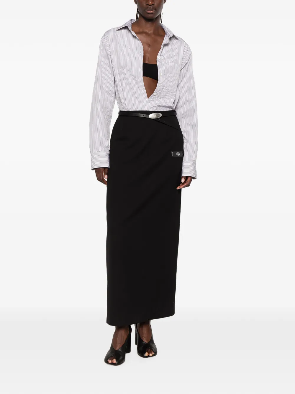 Maison MIHARA YASUHIRO Maxi-rok met logopatch Zwart