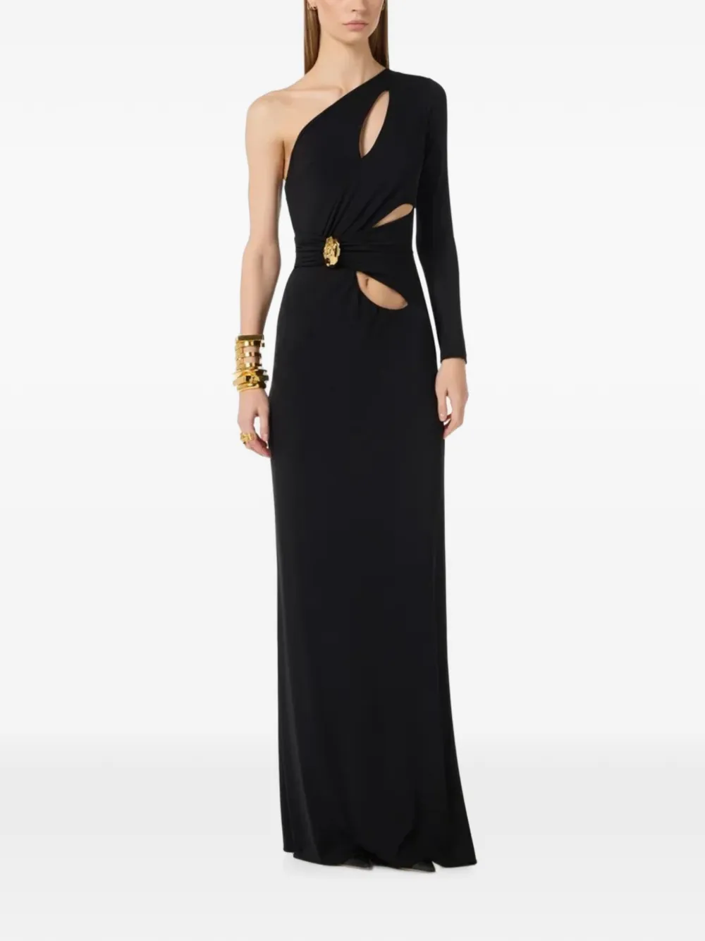 Elisabetta Franchi Asymmetrische maxi-jurk Zwart