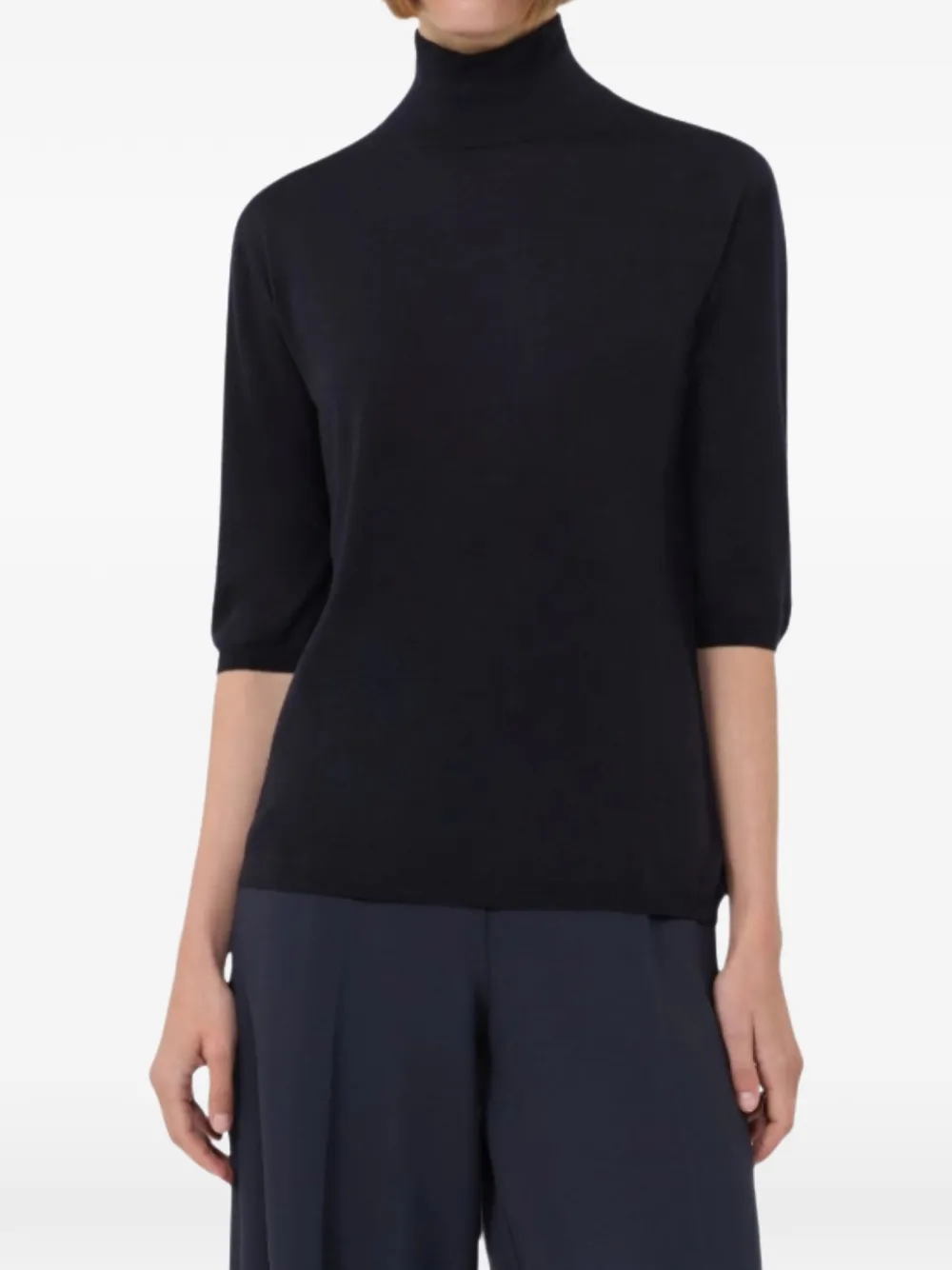 Max Mara high-neck elbow-sleeve sweater - Blu