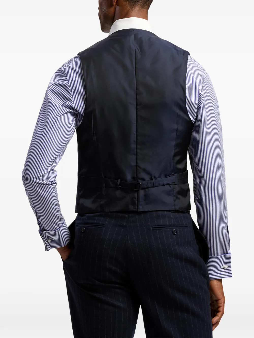 Ralph Lauren Purple Label Wollen gilet met dubbele rij knopen en krijtstreep Blauw