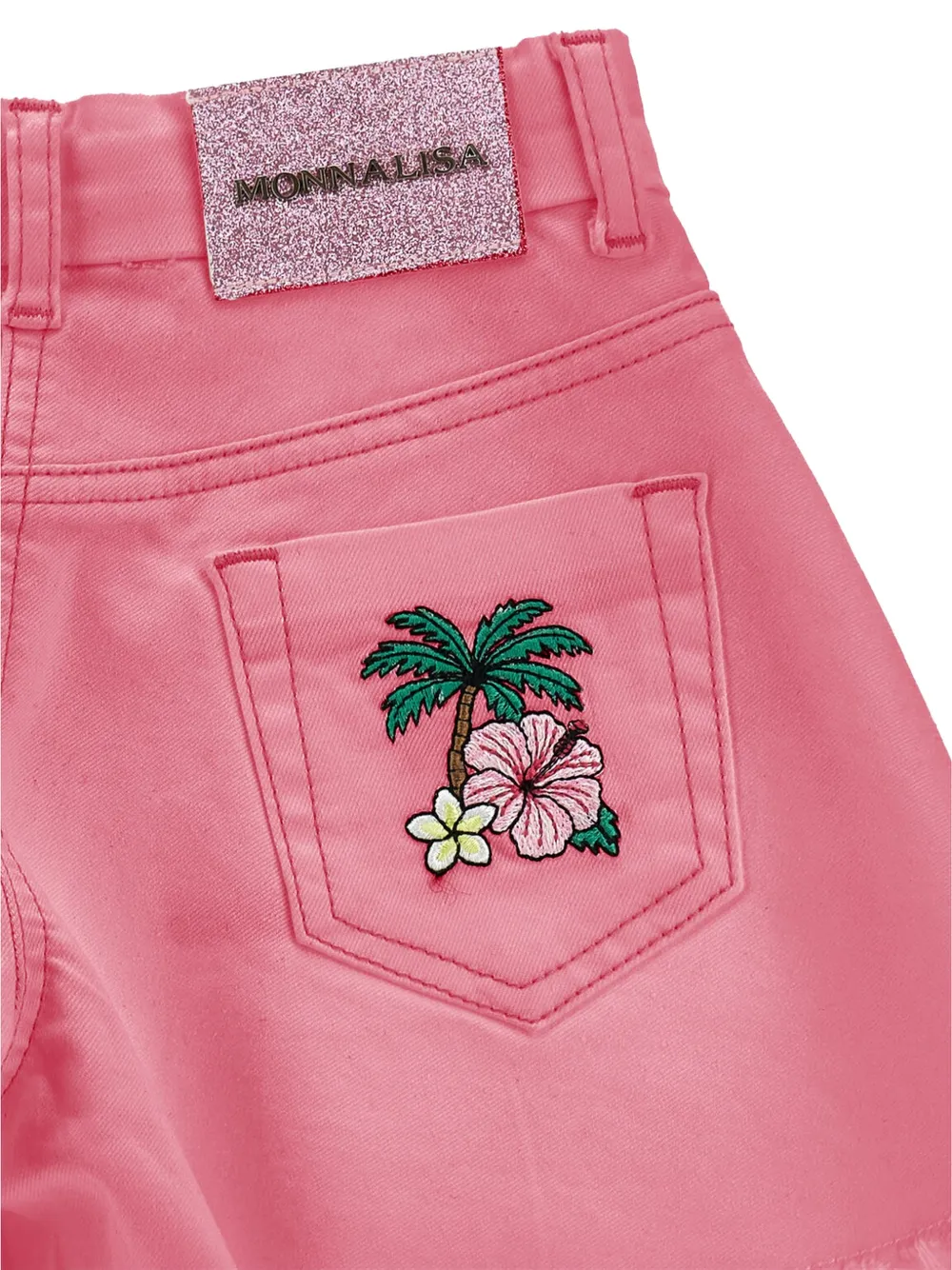 Monnalisa Shorts met borduurwerk en franje Roze