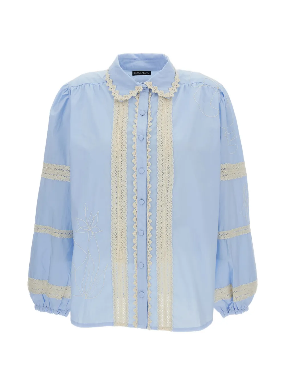 ESTRAFALARIO Jallay embroidered lace-trim shirt - Blau