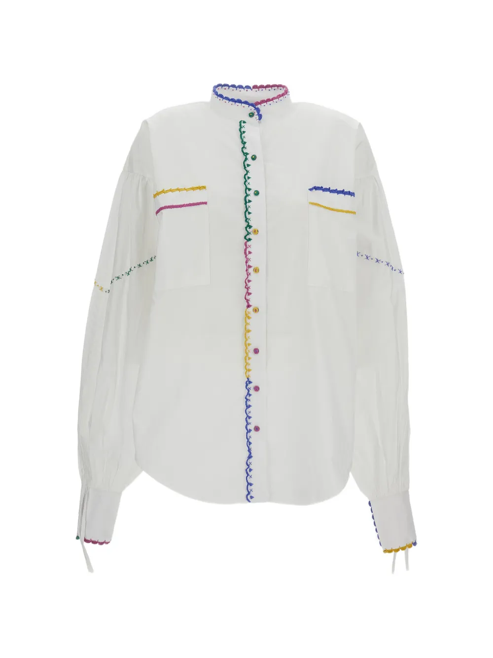 ESTRAFALARIO Imanzu embroidered-trim shirt - White