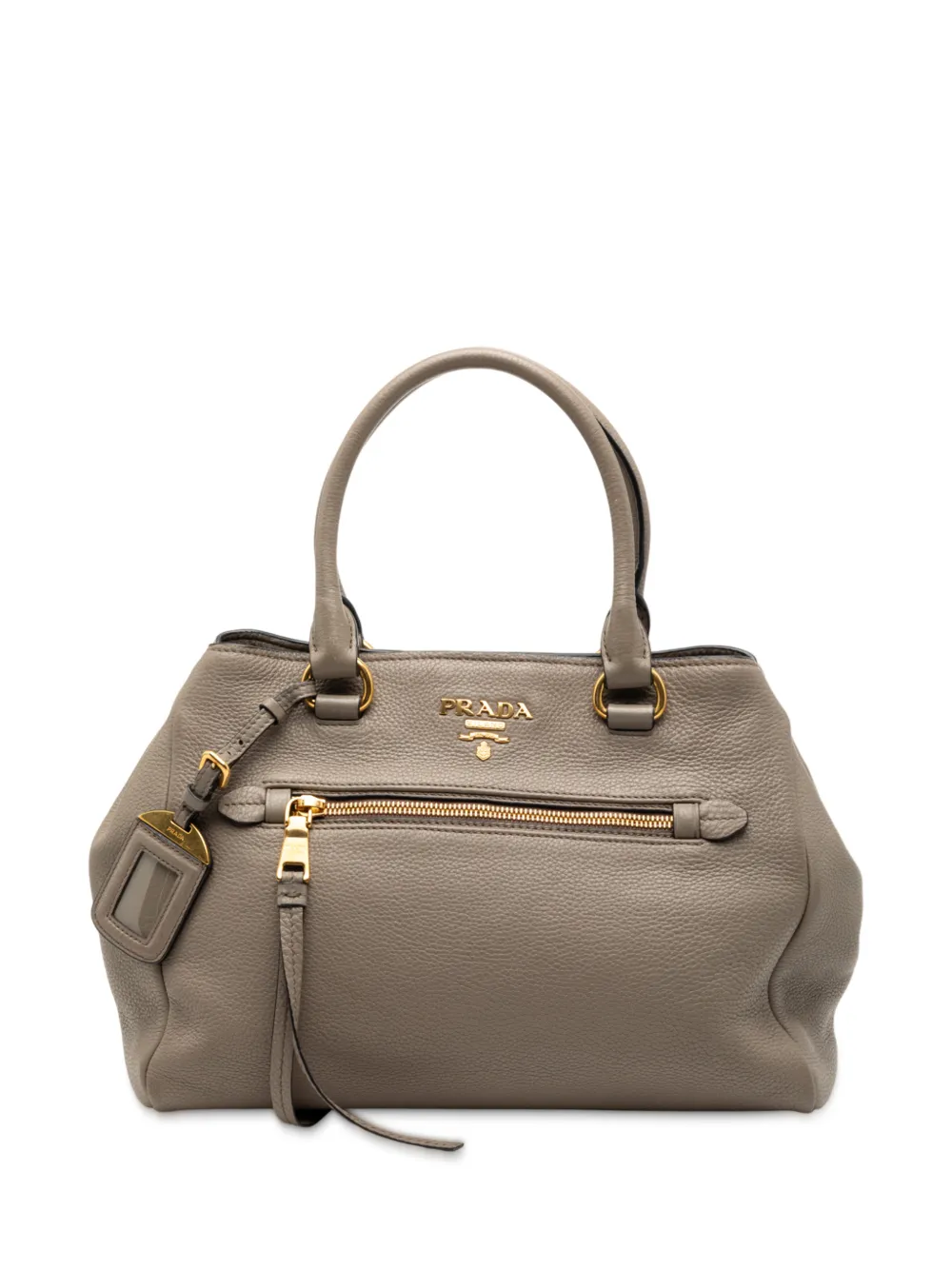Prada Pre-Owned 2010-2025 Vitello Phenix Open Convertible Tote satchel - Braun