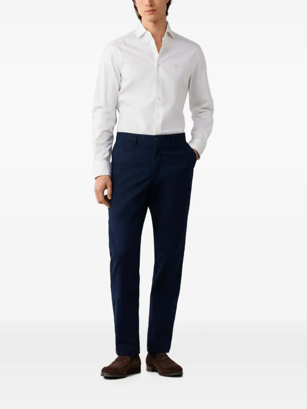 Hackett London Overhemd met geborduurd logo Wit