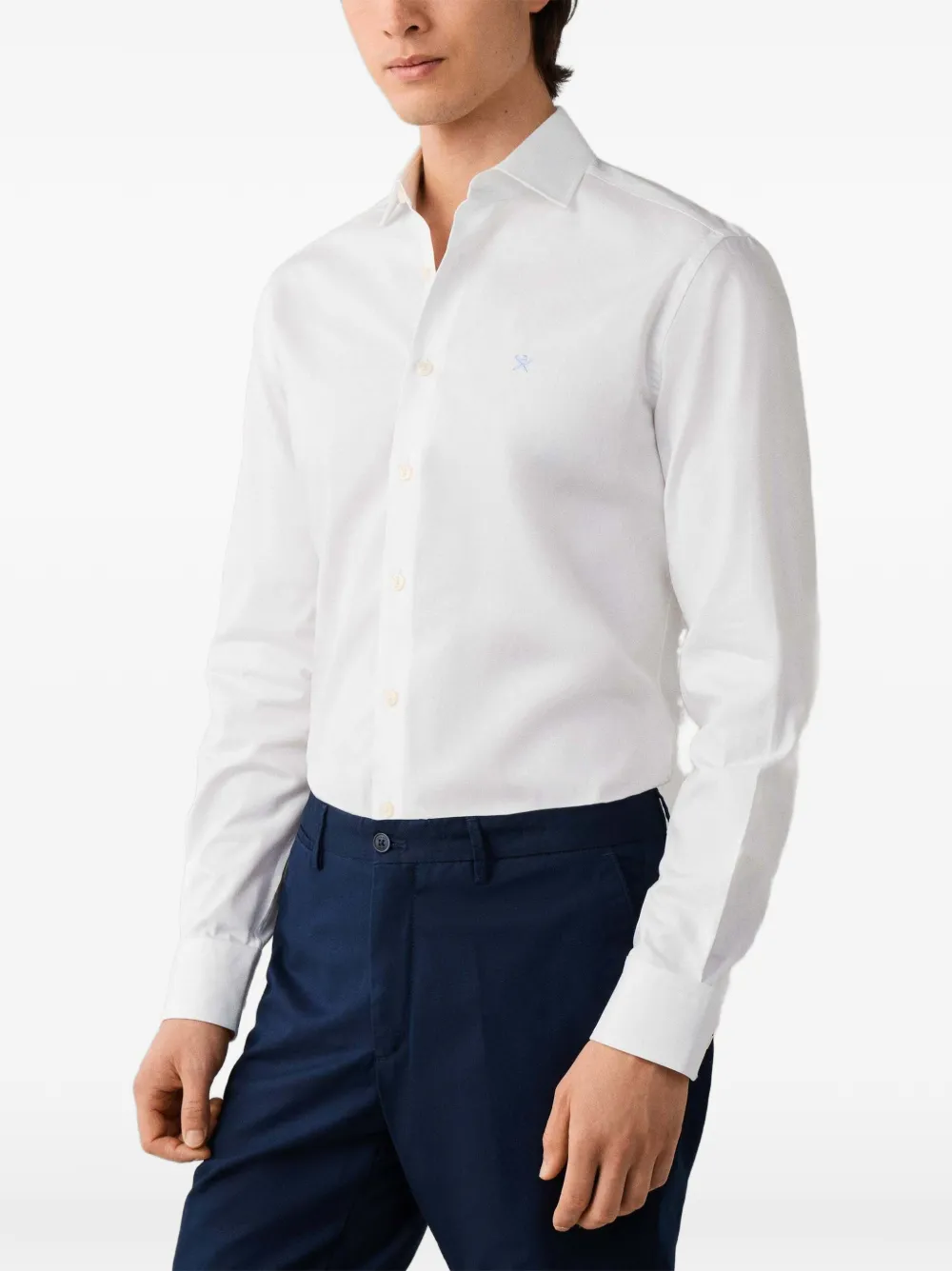 Hackett London Overhemd met geborduurd logo Wit
