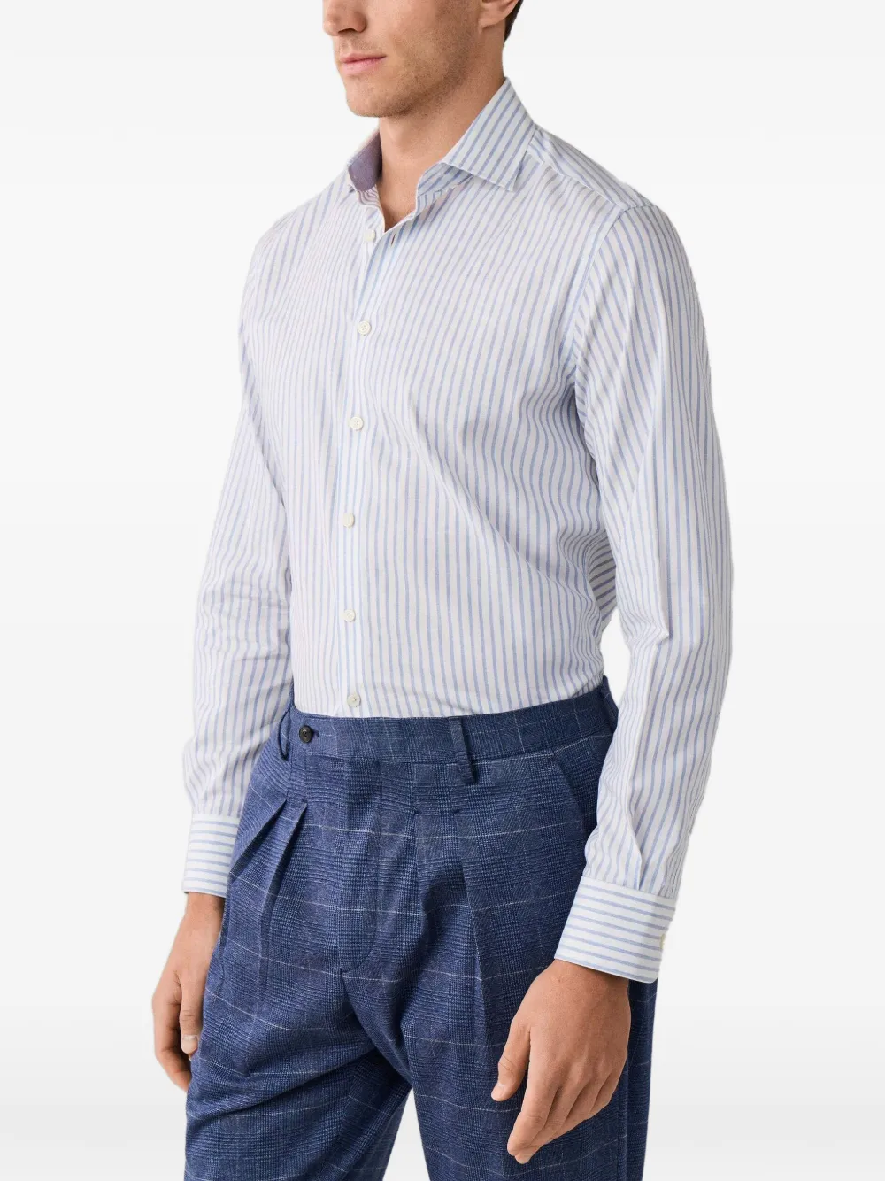 Hackett London Katoenen overhemd met brede streep Blauw