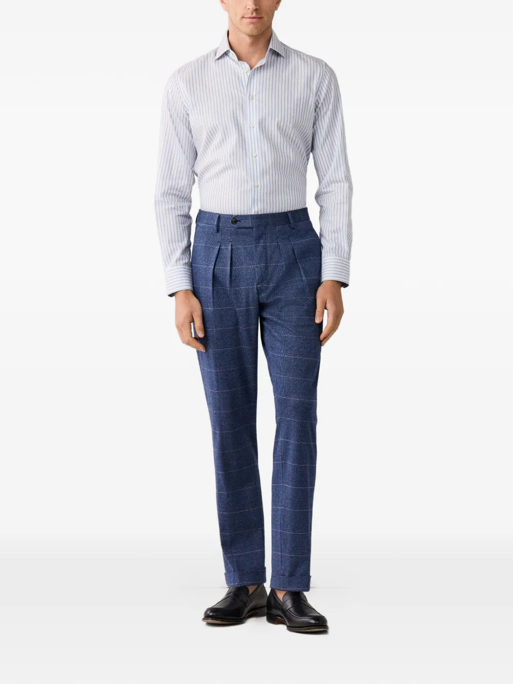 Hackett London Katoenen overhemd met brede streep Blauw